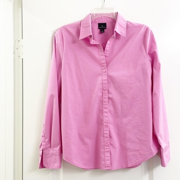 Worthington pink long sleeve button down top - Picture 1 of 5
